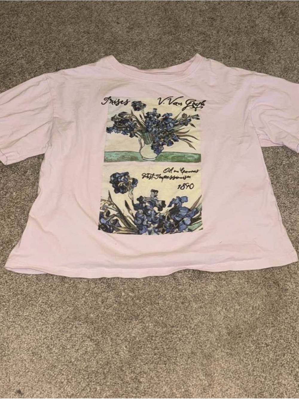 Women's Pink Short Sleeve Graphic Tee with Blue Floral Print